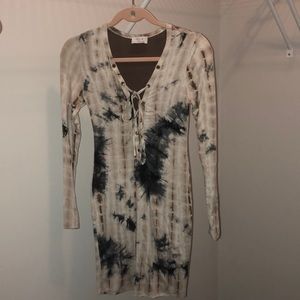 Tie-dye lace up dress